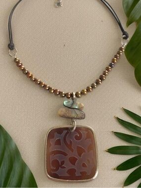 Silpada 925 Sterling Silver and Etched Shell Necklace 16” to 18” inches N1803